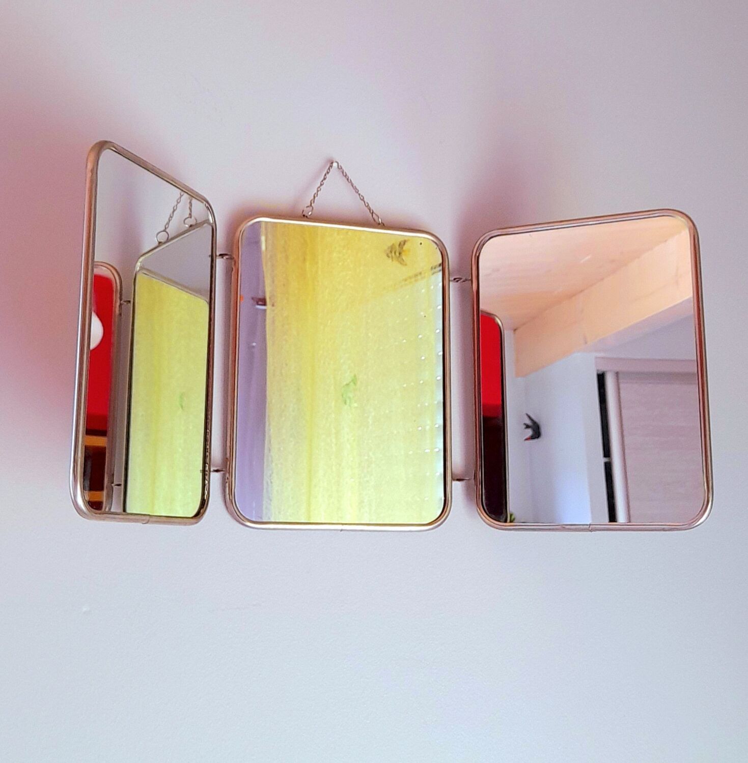 Triptych barber's mirror