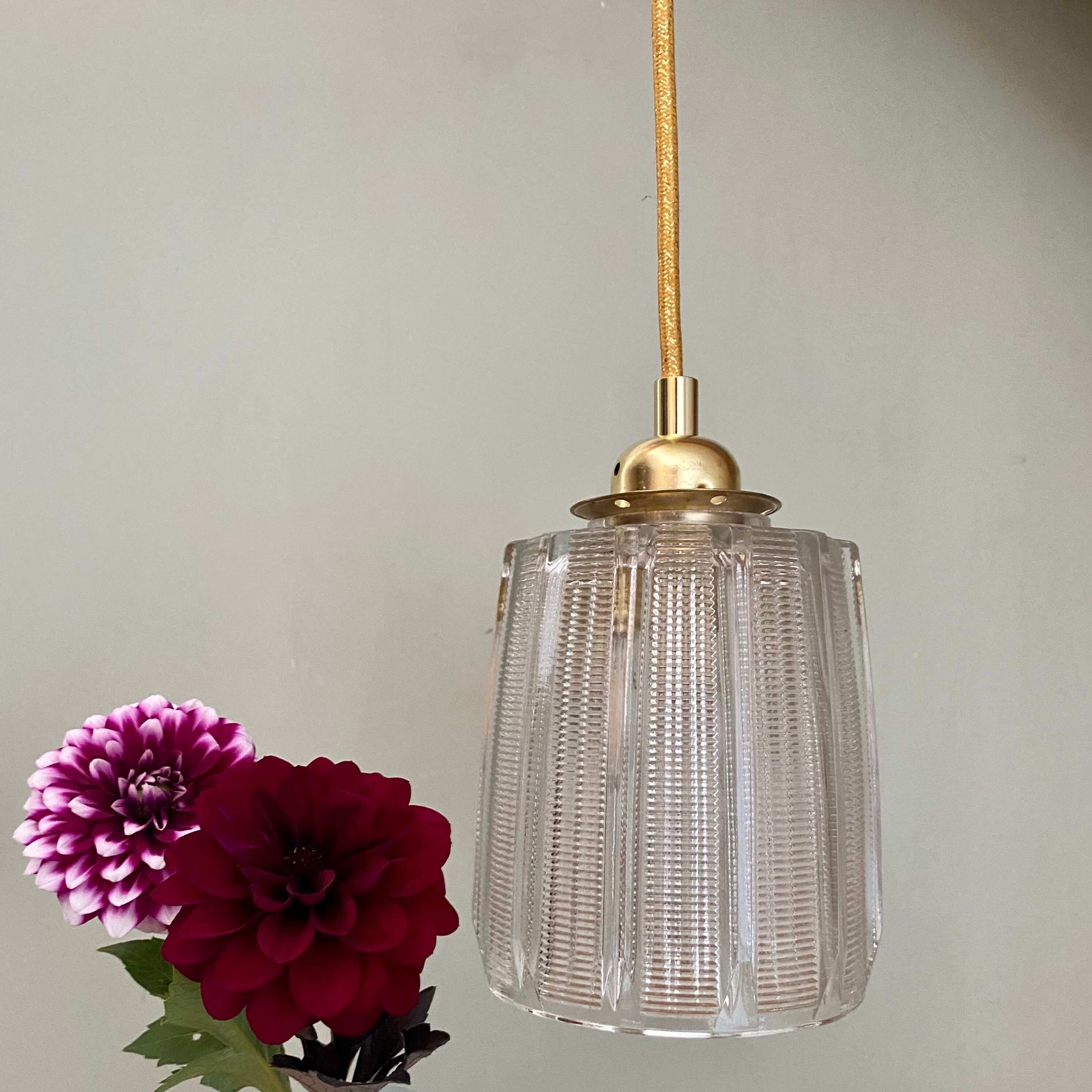 Vintage holophane glass globe lamp