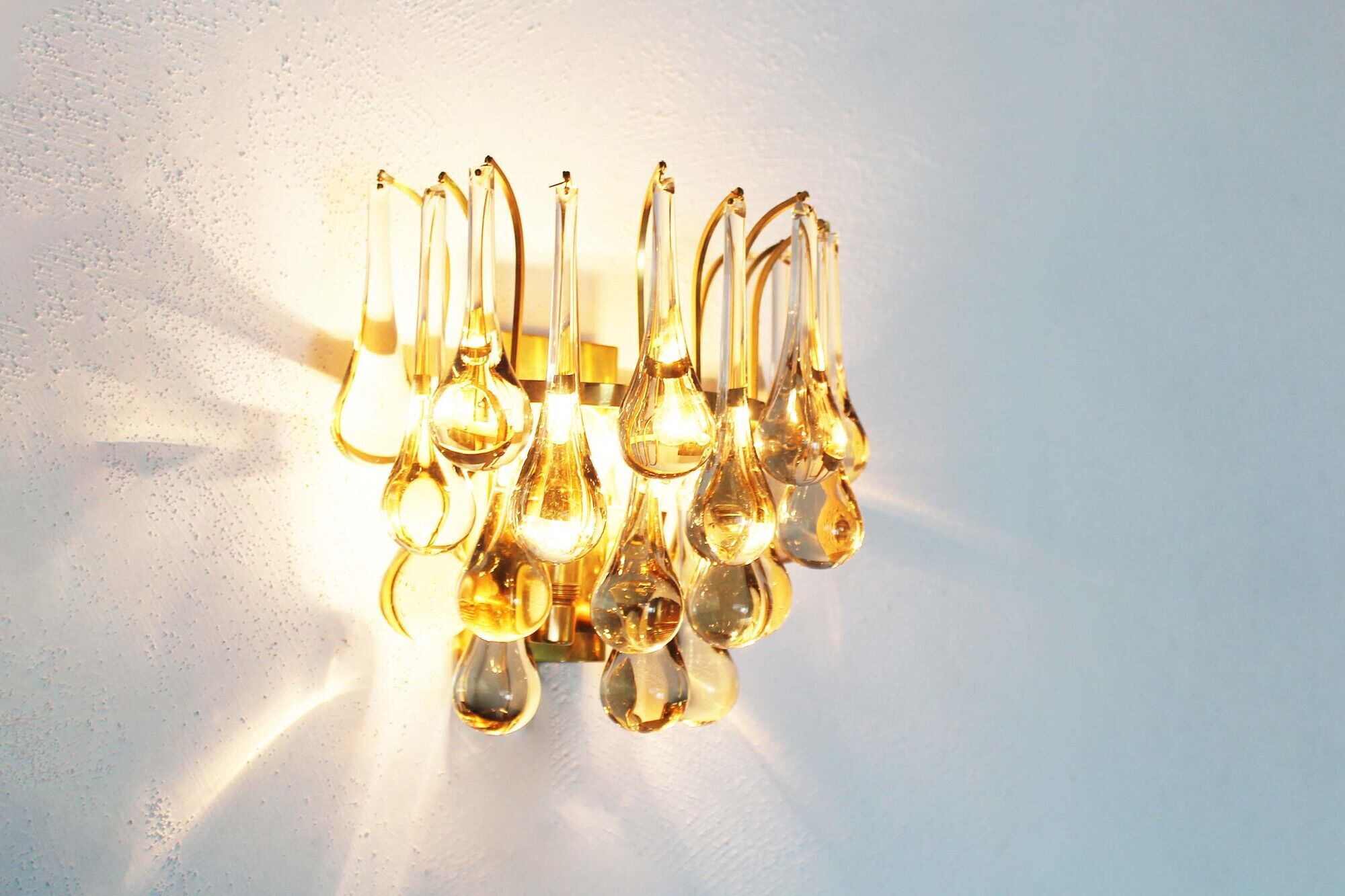 Gilt and crystal glass teardrop sconce by Christoph Palme