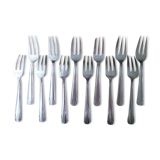Box of 12 forks with silver metal cakes