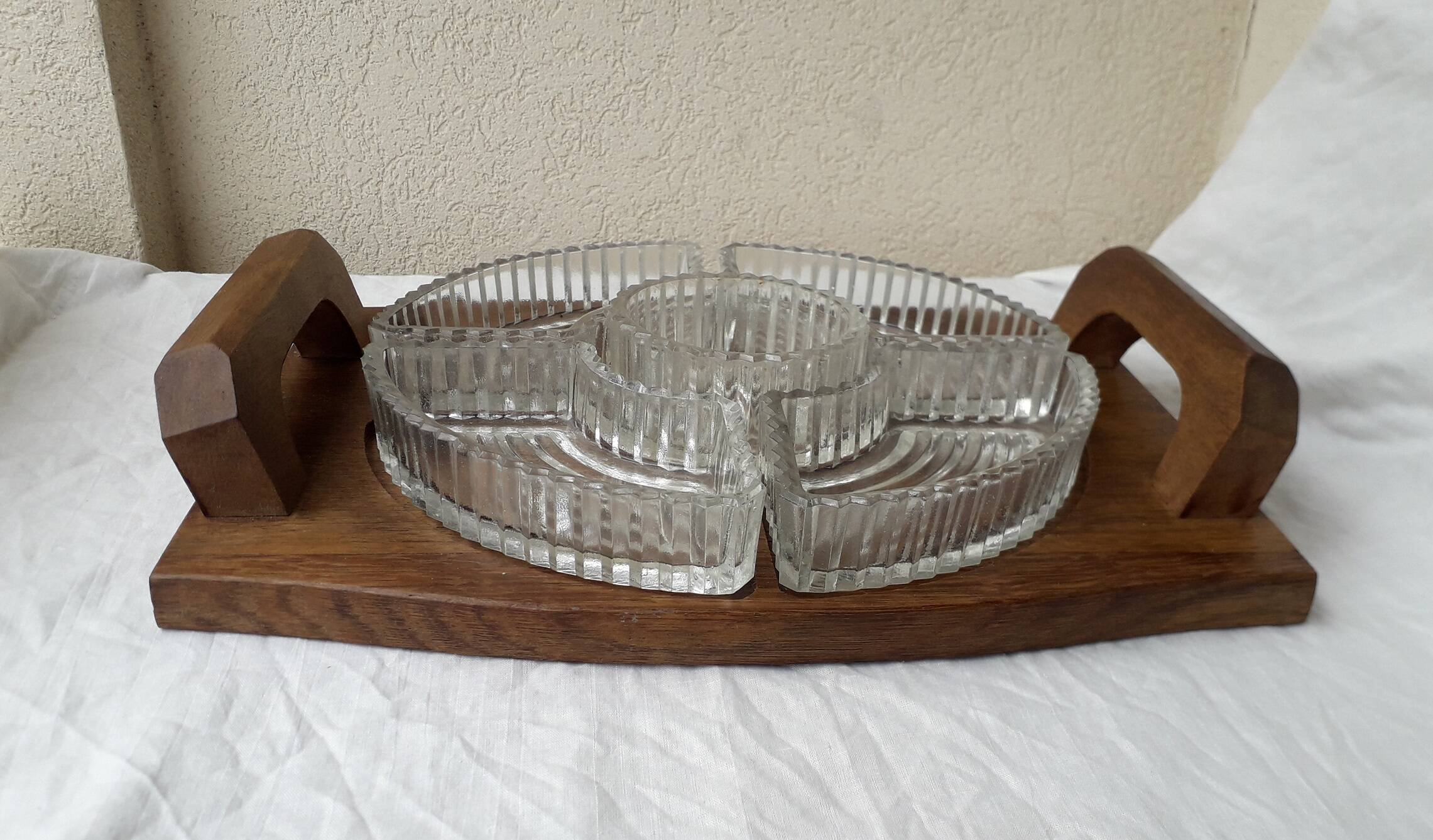Wood and glass serving platter