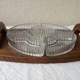 Wood and glass serving platter