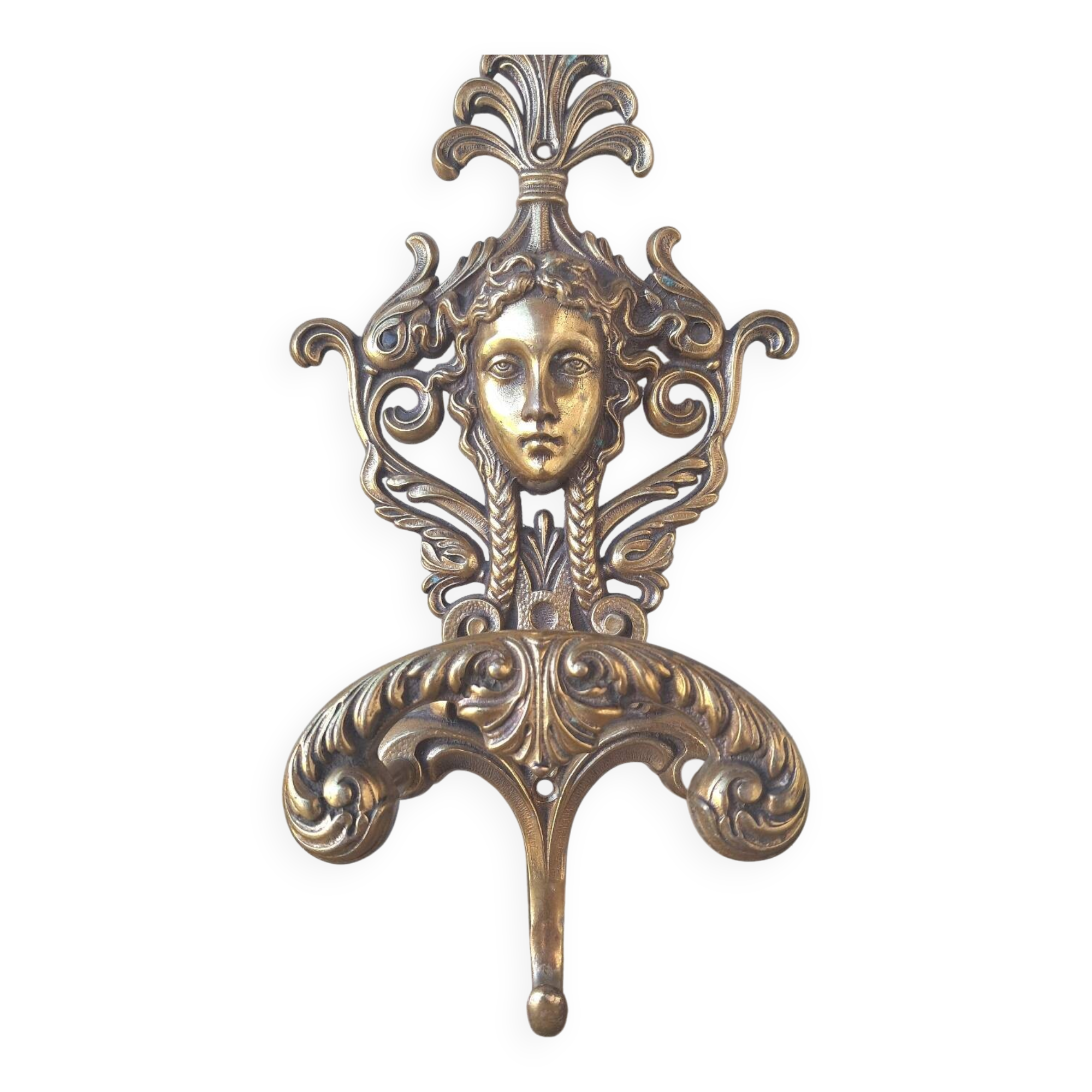 Antique brass coat hook