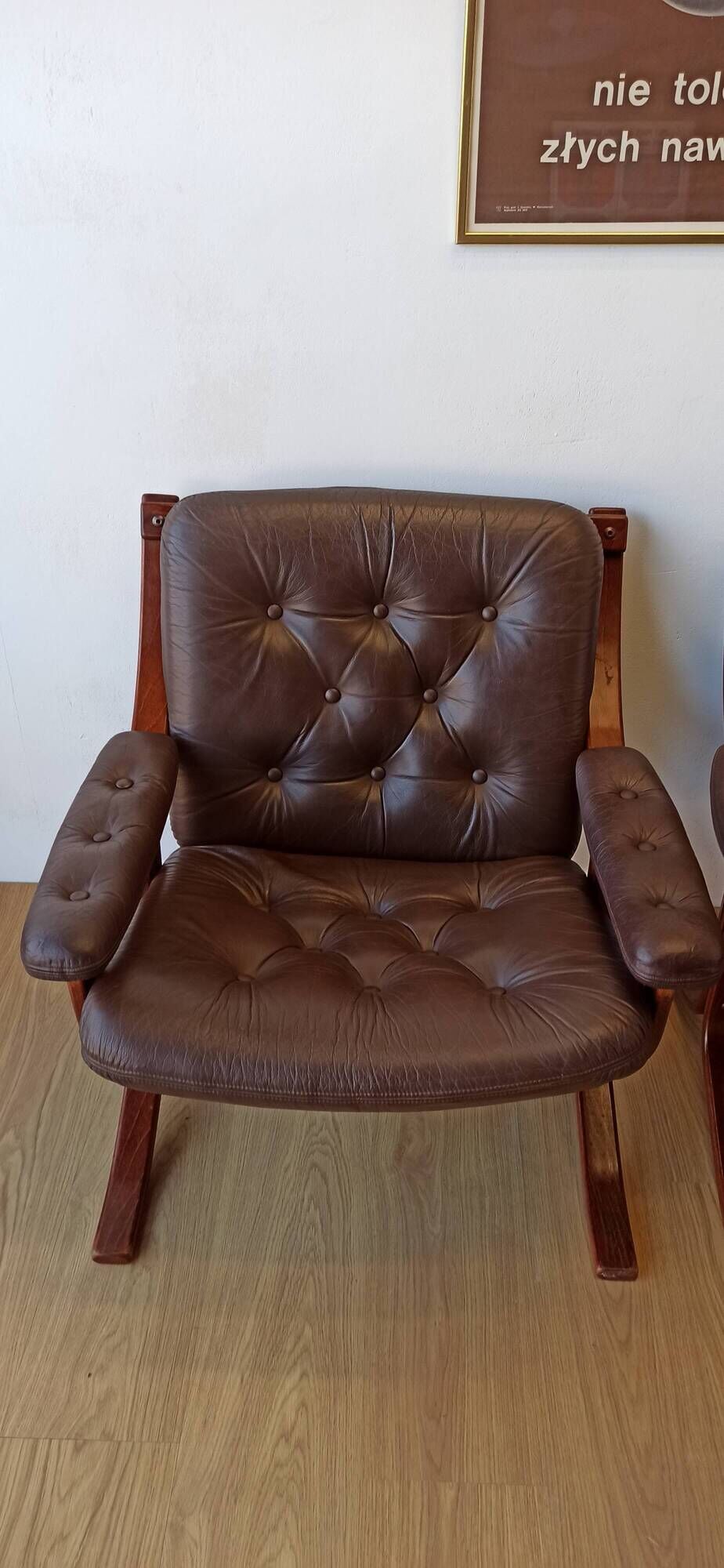 Norwegian Easy Chairs in Leather by Jon Hjortdal, Velledalen. Set of 2.