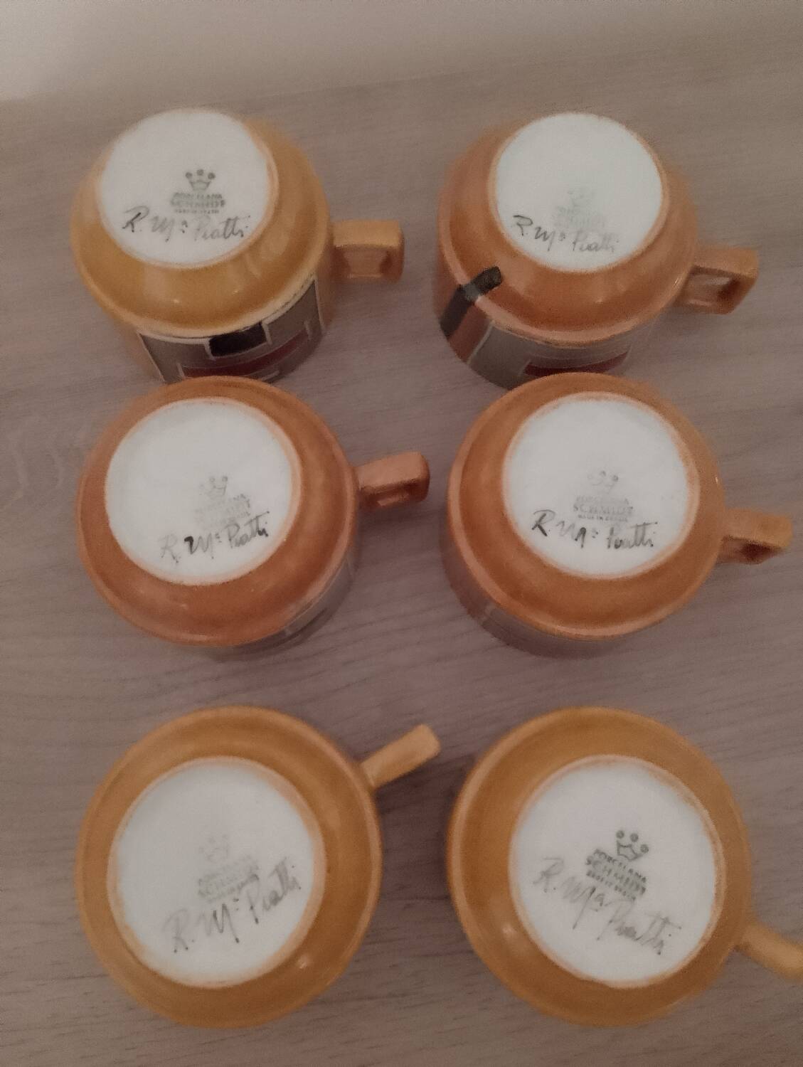 Service of porcelain espresso by Schmidt designer RM plates Brazil.
