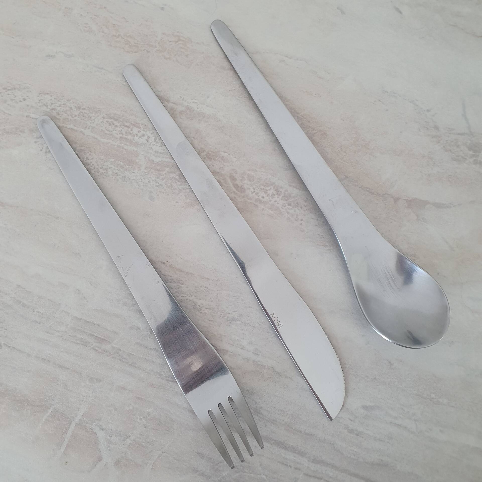 Set of 3 stainless steel cutlery Space Age