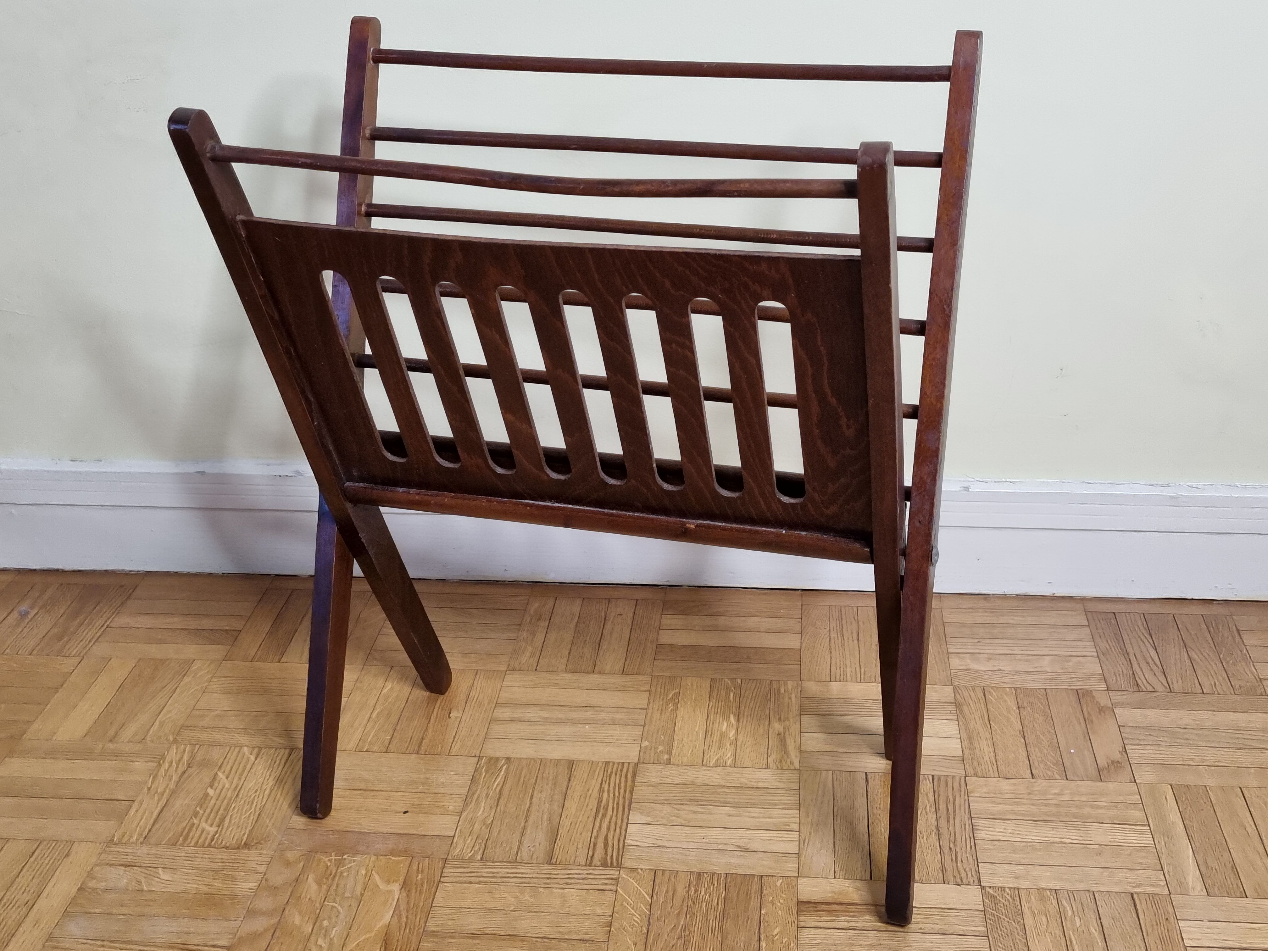 Folding teak magazine holder by Cees Braakman