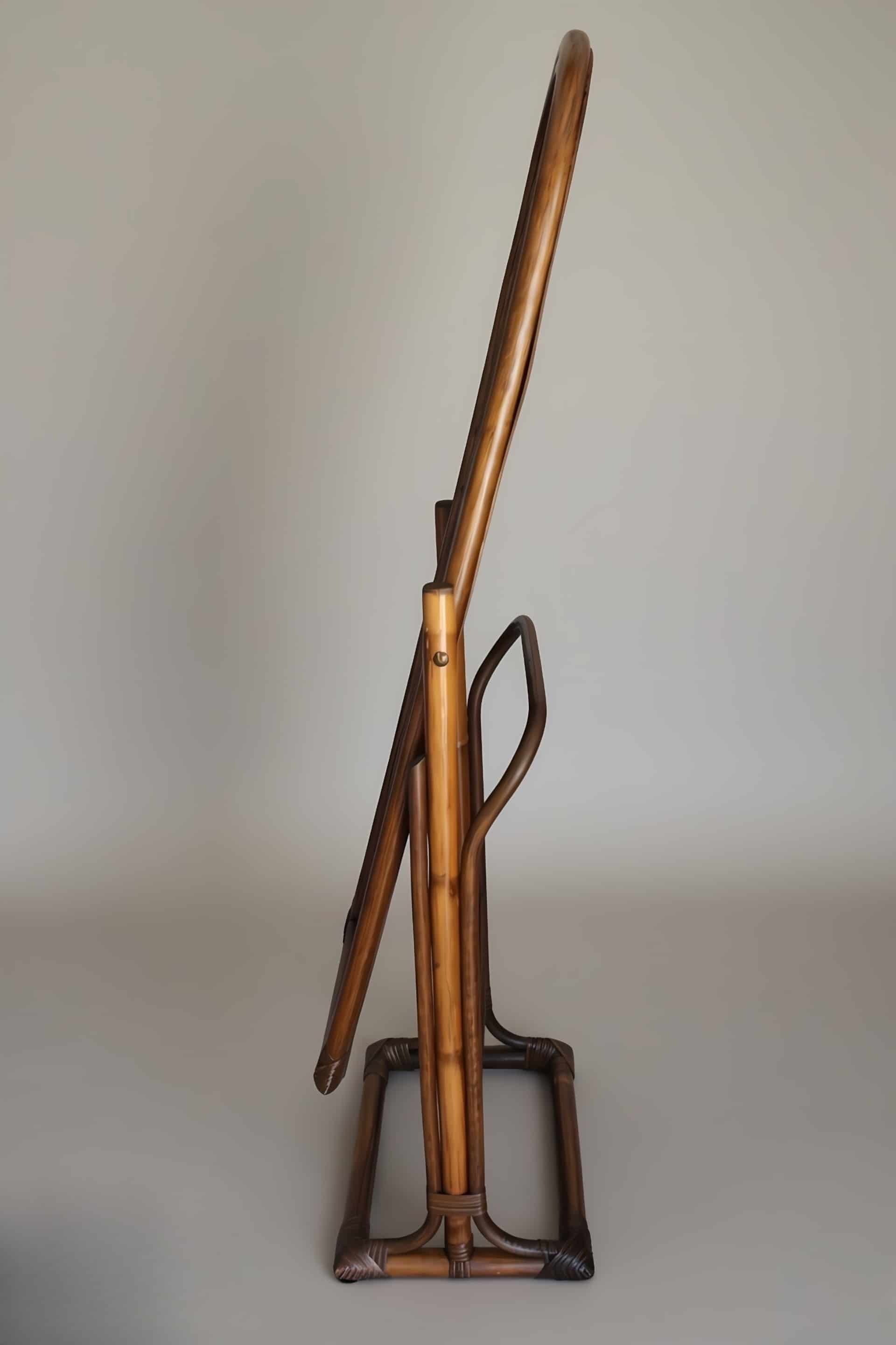 Vintage rattan full-length mirror, 1960s-70s.