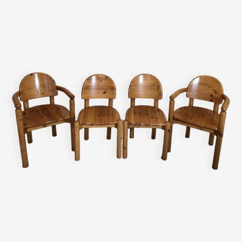 Set de 4 assises en pin massif par Rainer Daumiller