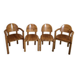 Set of 4 solid pine seats by Rainer Daumiller