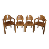Set of 4 solid pine seats by Rainer Daumiller