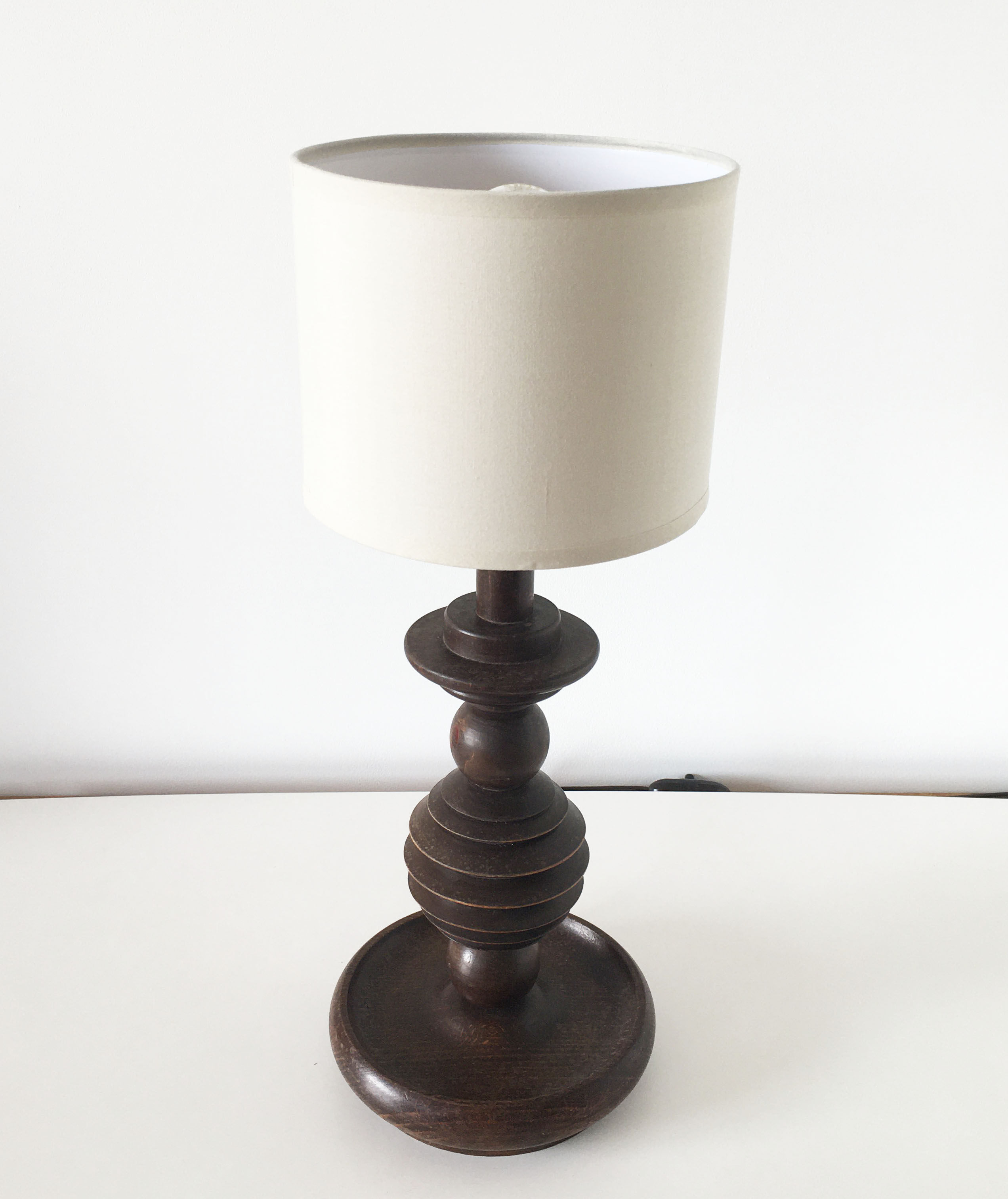 Turned wooden vintage lamp