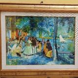 Oil painting on canvas "PARISIENNE" 50x70 Cm 60s 70s BELLE EPOQUE