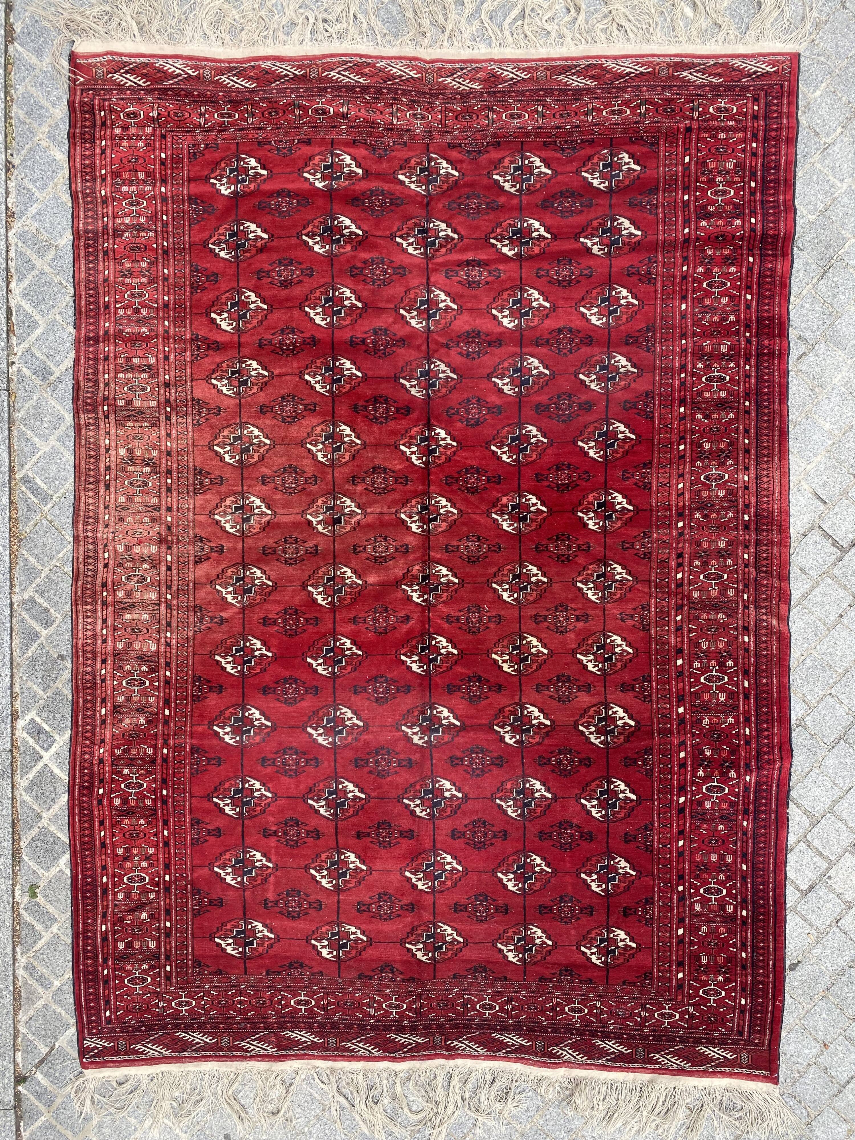 Nice big vintage carpet Bokhara handmade 200x282 cm