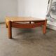 Square coffee table in solid blond wood 80s