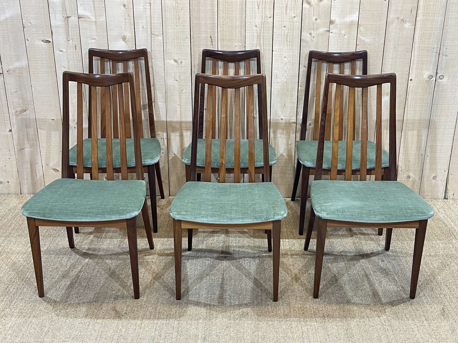 Suite of 6 chairs of the brand GPlan of the 70s in teak
