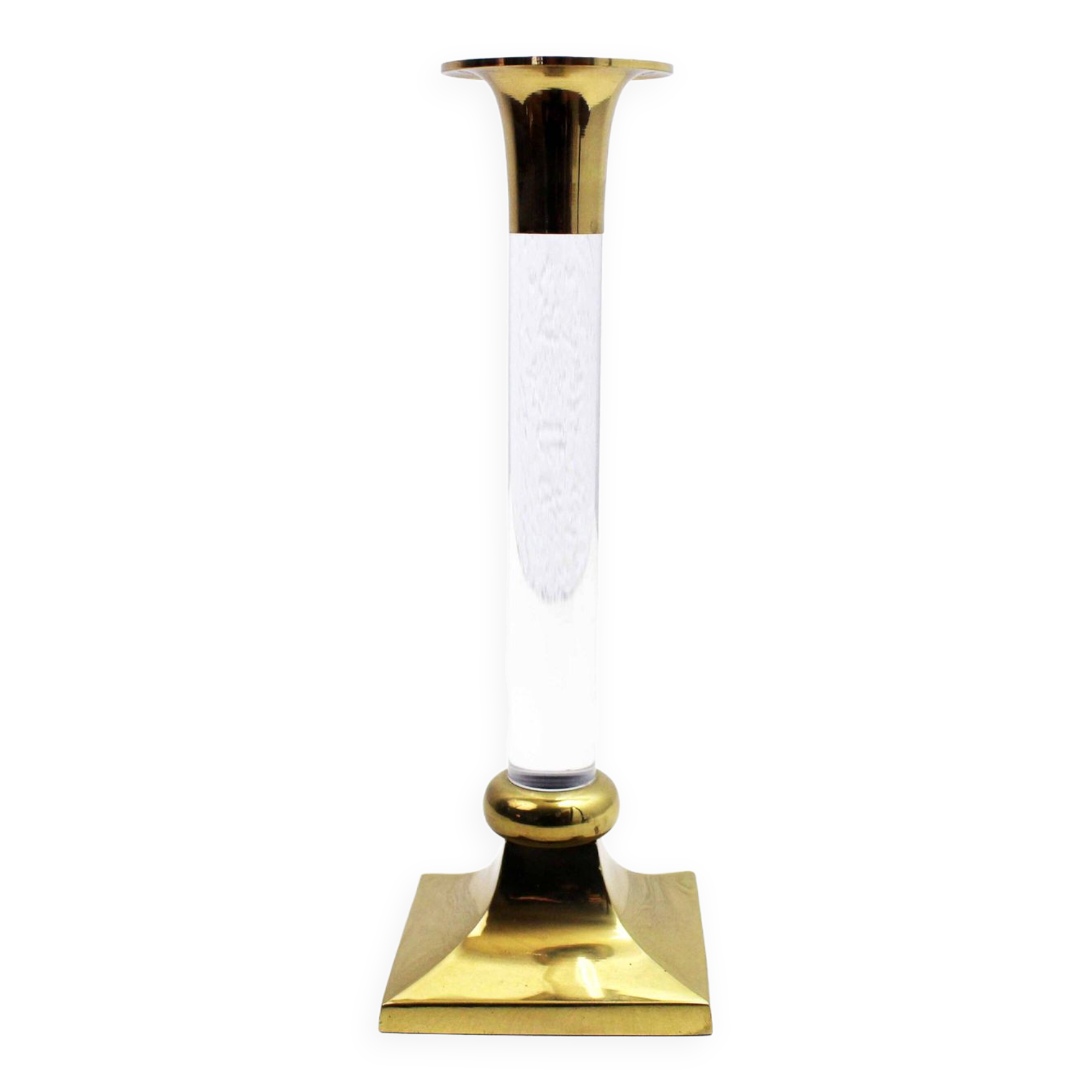 Lucite and brass candle holder 1970