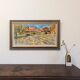 Peinture à l’huile de paysage vintage suédoise moderne du milieu du siècle « Champ fauviste », encadrée