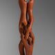 Organic form sculptural teak table lamp