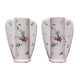 Paire de vases à ailettes Louis Dage faience craquelée 30cm Samadet Art déco 1930