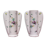 Paire de vases à ailettes Louis Dage faience craquelée 30cm Samadet Art déco 1930