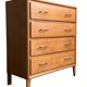 Vintage chest of drawers with compass feet, oak, original patina, 1950s