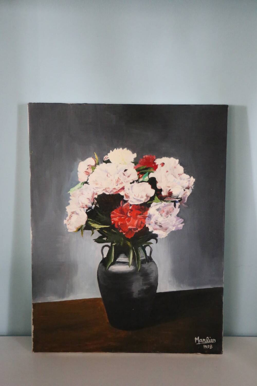 Painting Bouquet, still life, signed Marlier