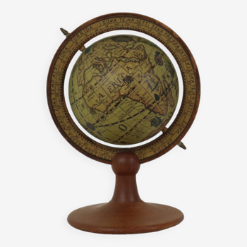 Small Vintage Globe on Wooden Base Made in Hong Kong 25cm
