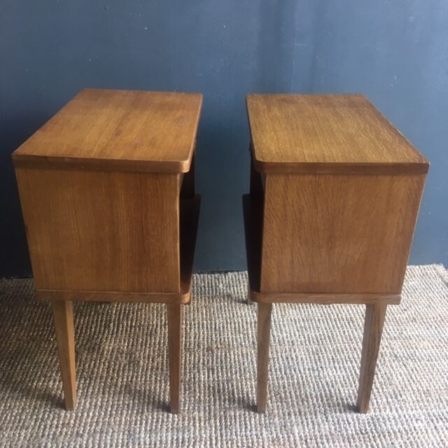 Pair of vintage bedside tables compass feet