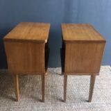 Pair of vintage bedside tables compass feet