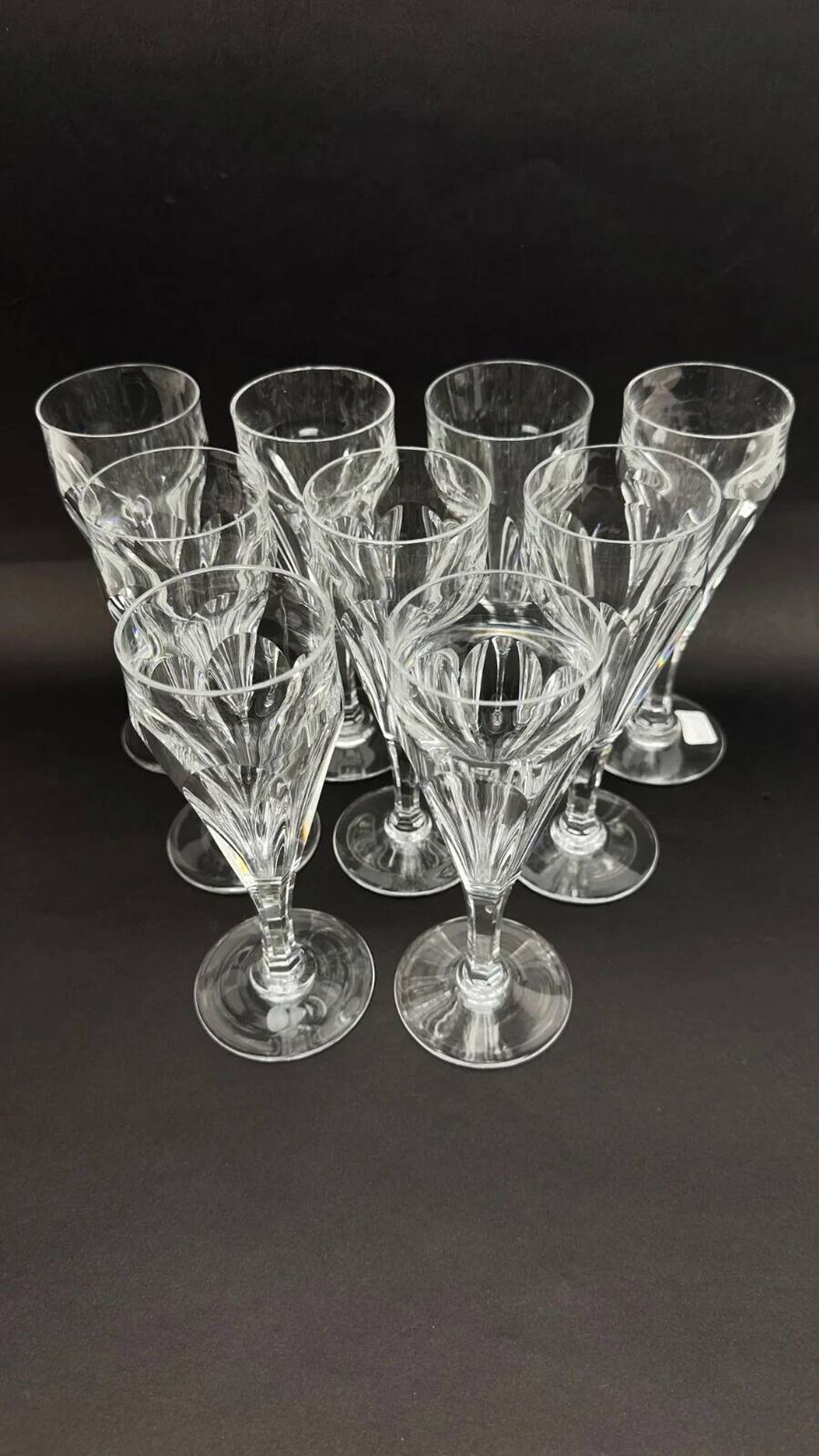 Baccarat, set of 9 champagne flutes model Duchesse de Dino