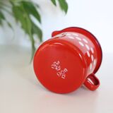 Red enamelled metal milk pot