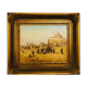 Oil on orientalist canvas camel market scene