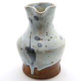 Enamelled sandstone pitcher with blue shades by Anne Kjaersgaard, La Borne