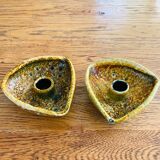 Duo of ceramic candlestick Fat Lava 70s.