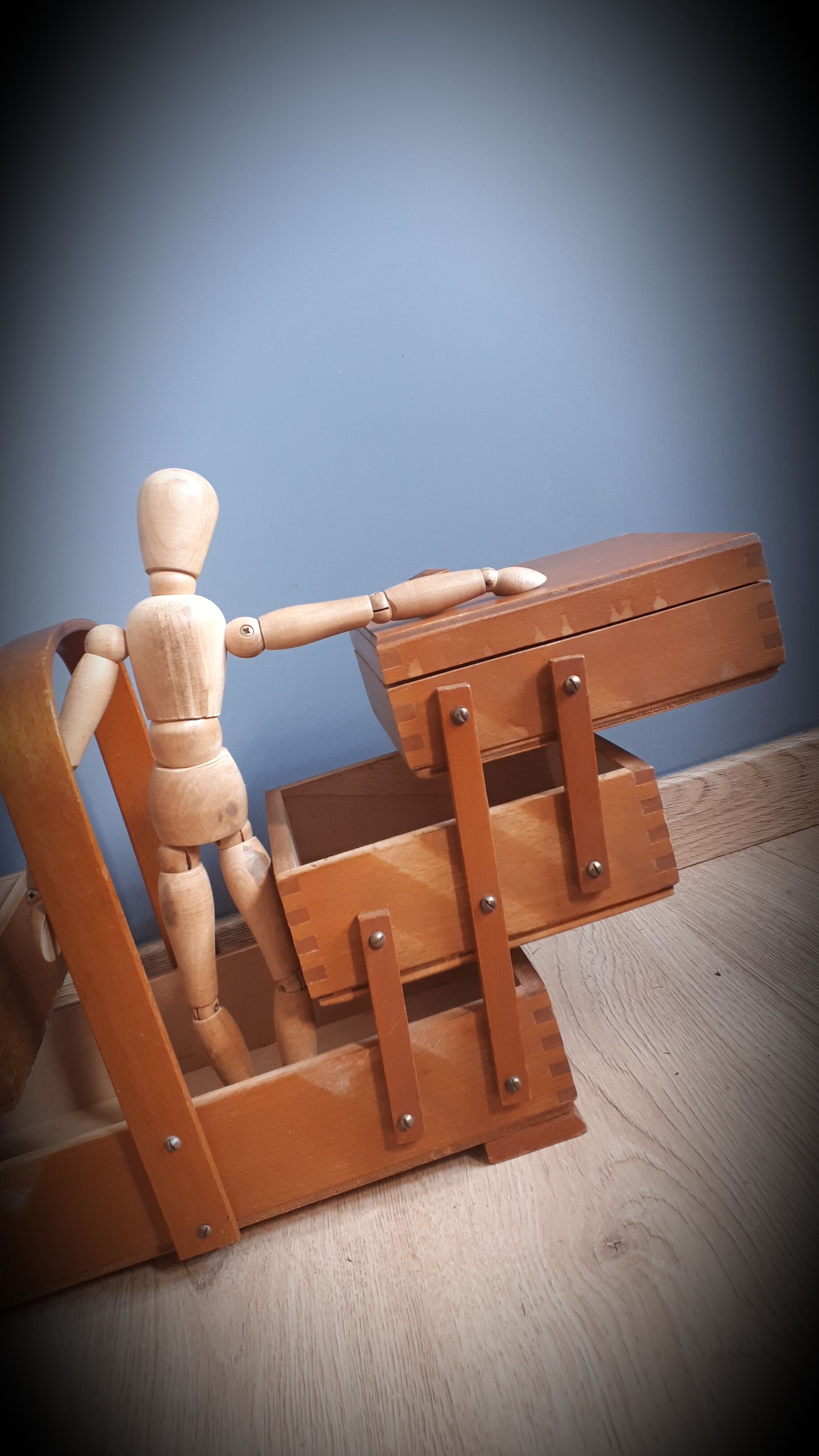 Wooden sewing basket