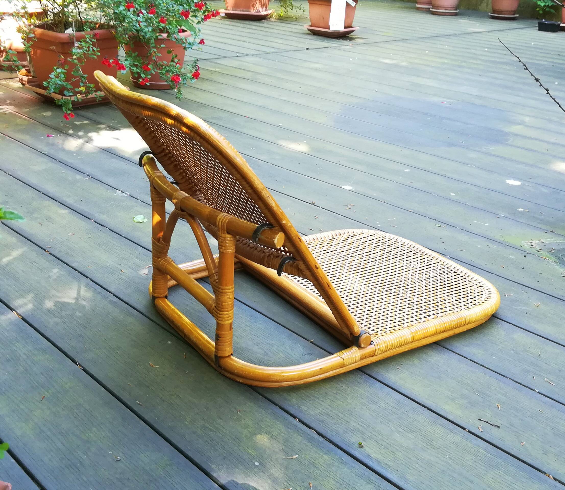 Folding rattan beach chair, USA, 1960s