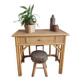 Rattan and cane desk
