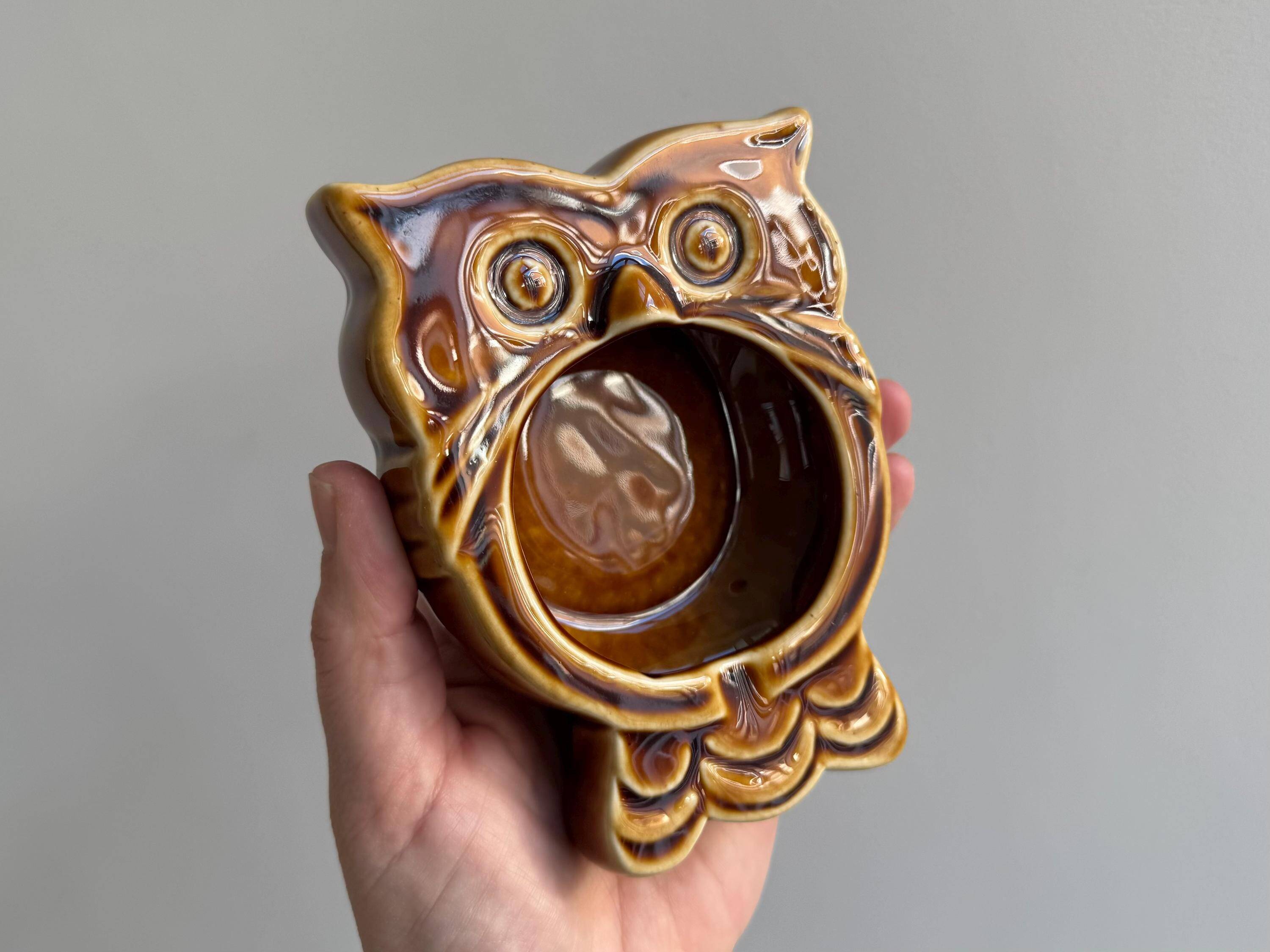 Vintage 70s ceramic owl ashtray