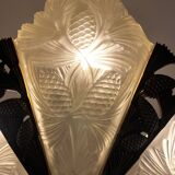 Opaline and brass chandelier