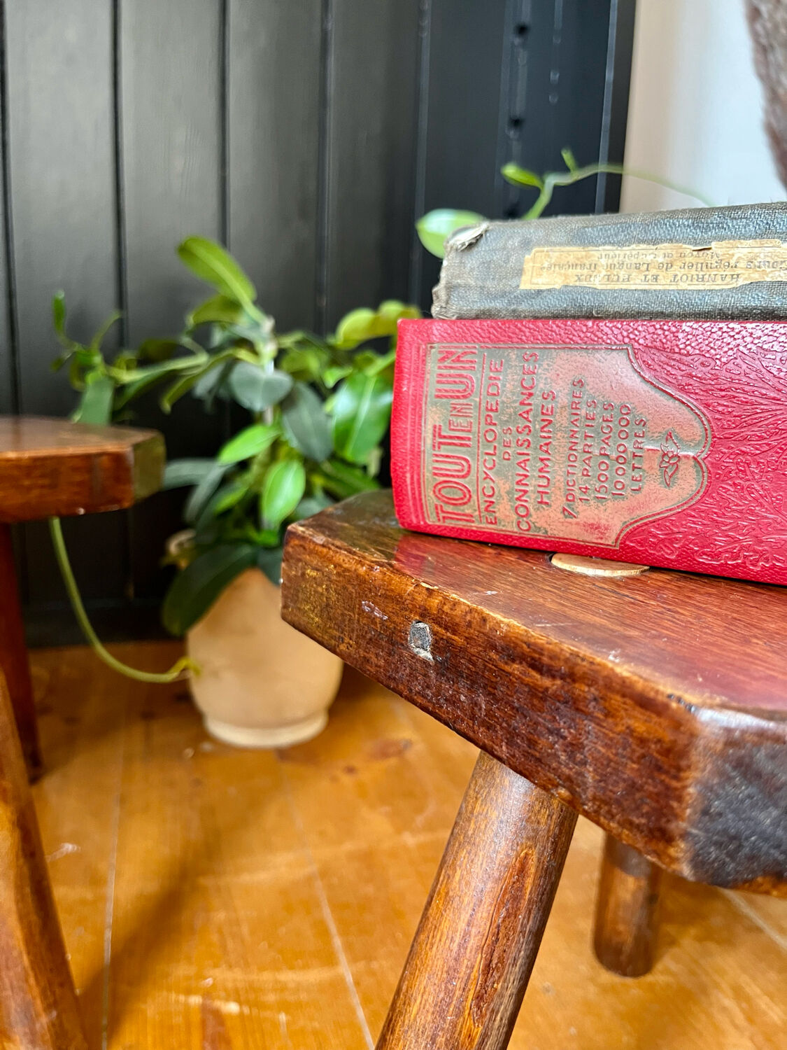 Pair of handmade tripod stools