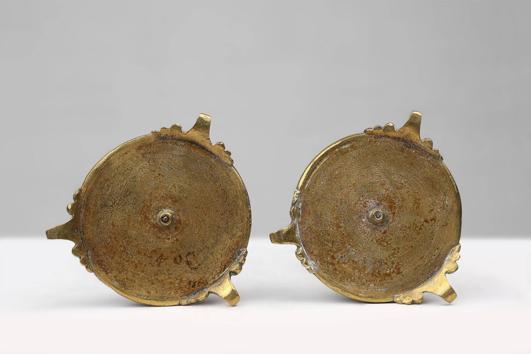 Empire Style Bronze and Ceramic Candlesticks, France, 1870s, Set of 2