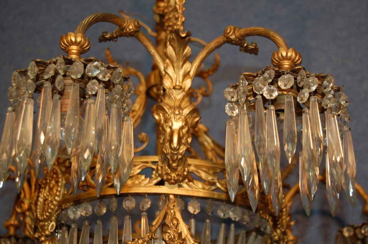 Gilded bronze chandelier and tassels late nineteenth century