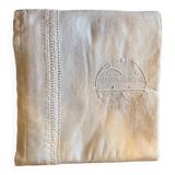 Old embroidered monogram linen sheet