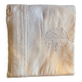 Drap ancien en lin monogramme brodé