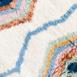 Moroccan Berber carpet azilal ecru with patterns and colored diamonds 244x161cm