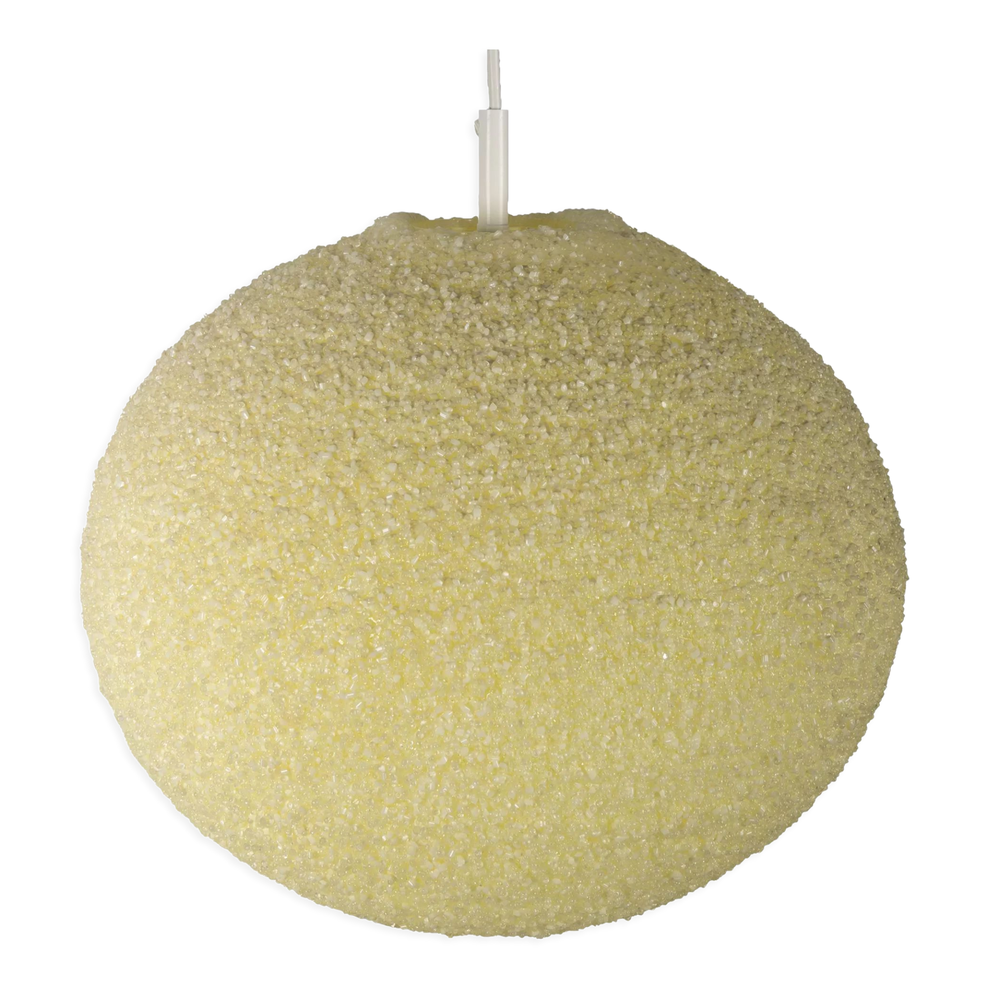 Creme sugarball pendant lamp by John & Sylvia Reid for Rotaflex