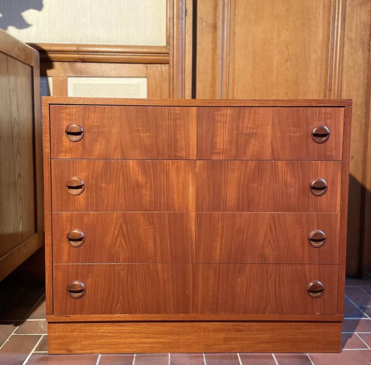 Vintage teak bookcase chest of drawers