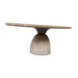 Table basse ovale en travertin par Peter Draenert, années 80
