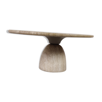 Table basse ovale en travertin par Peter Draenert, années 80